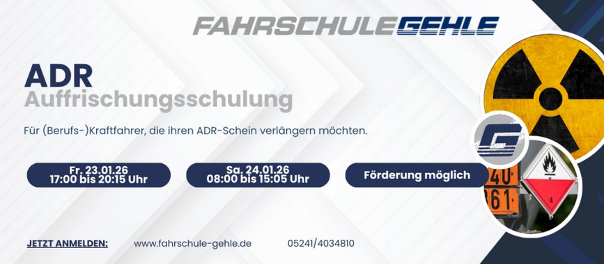 ADR Auffrischung Fahrschule Schulung Gehle Gütersloh